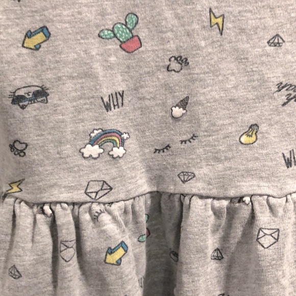 Fashion young girl funny top dress, short sleeve, grey tone - Picture 3 of 4